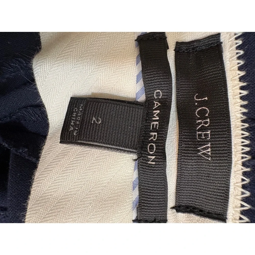 J.Crew Cameron Slim Crop Pants Navy Blue Bi-Stretch Cotton Trousers Womens Sz 2
